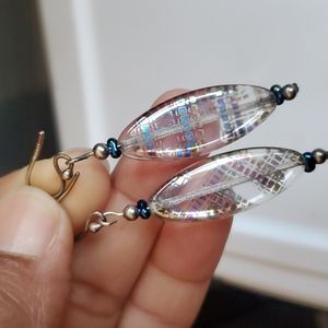 Starling silver hook glass earring.